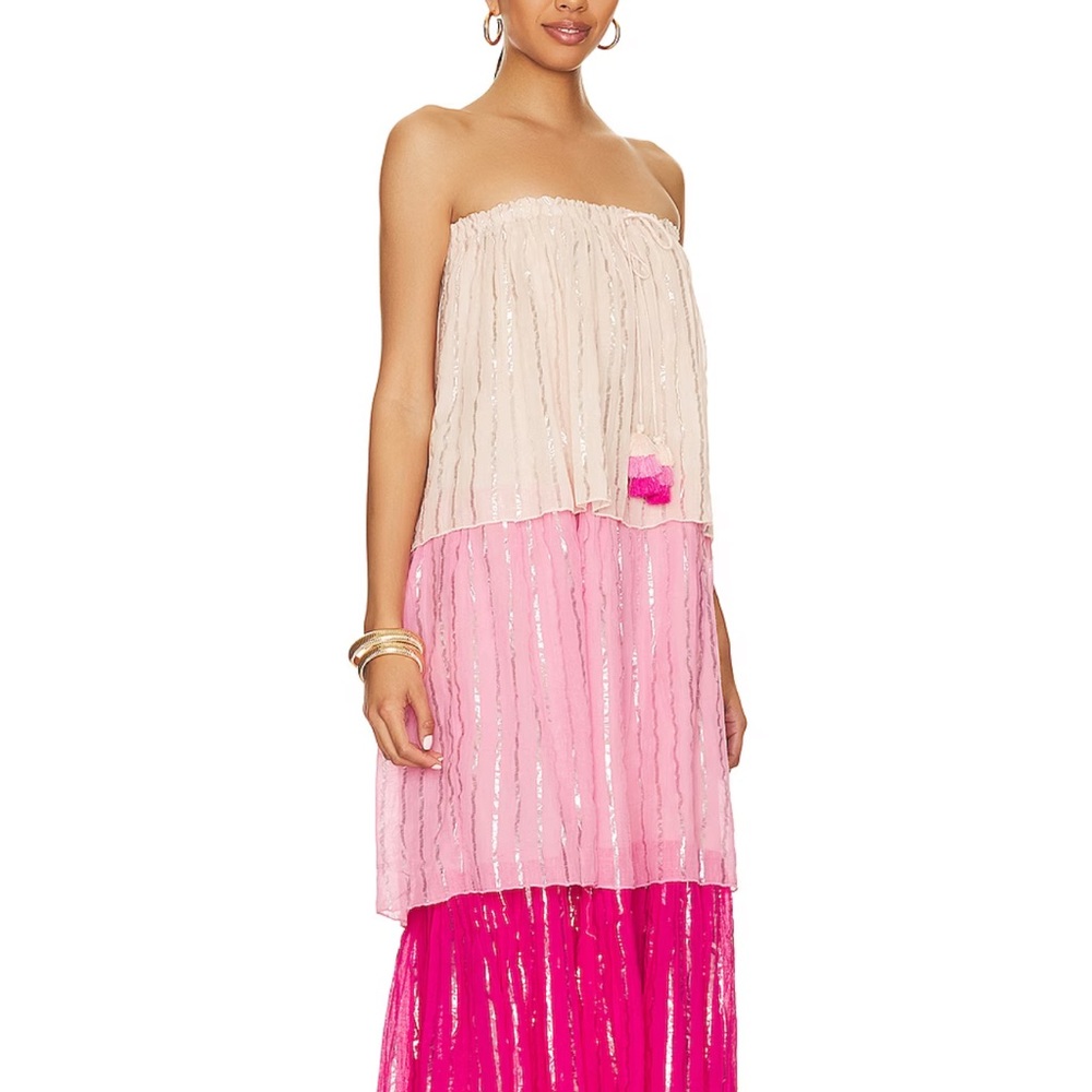 NET1 PQ Swim Cream and Pink Strapless Coverup